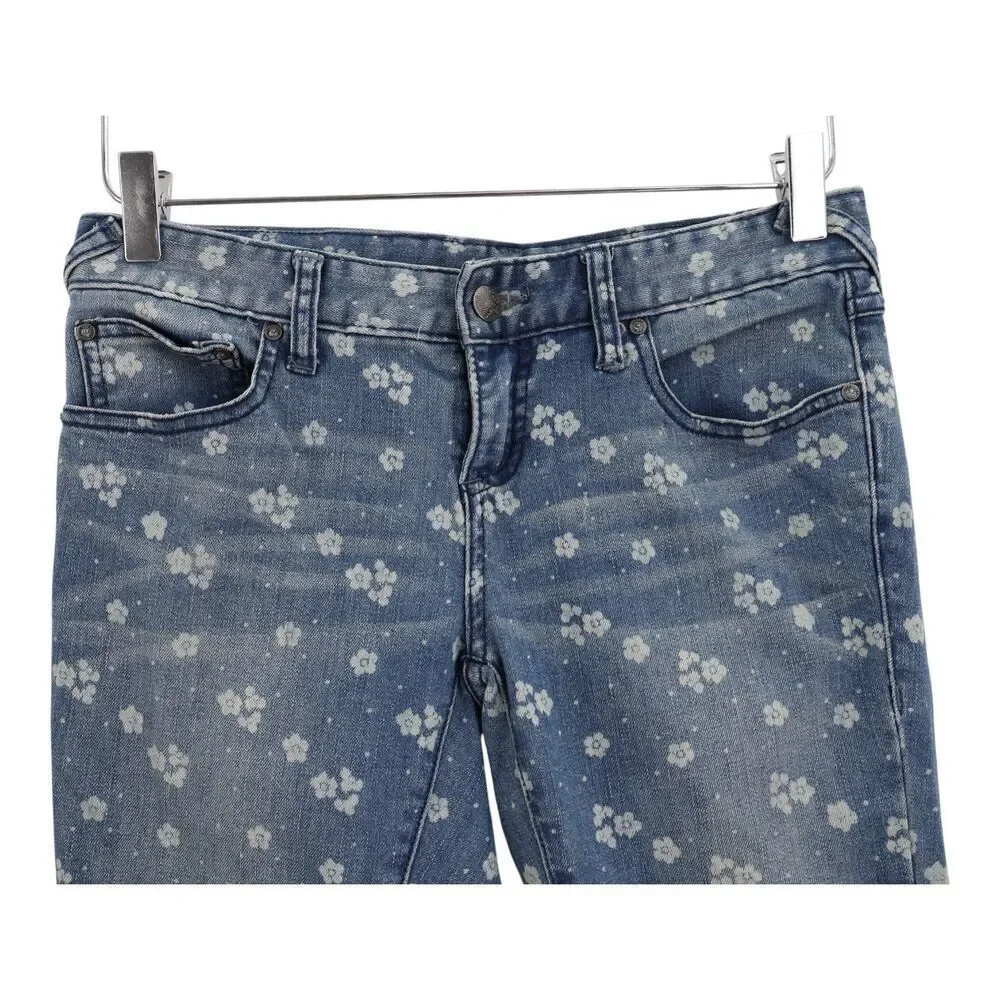 Free People Boho Flower Power Ditzy Floral Low Rise Skinny Jeans Size 28